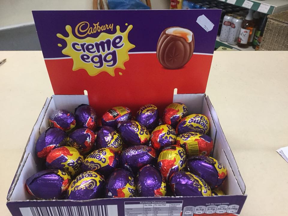 Valentine Gifts and Cream Eggs on Sale.