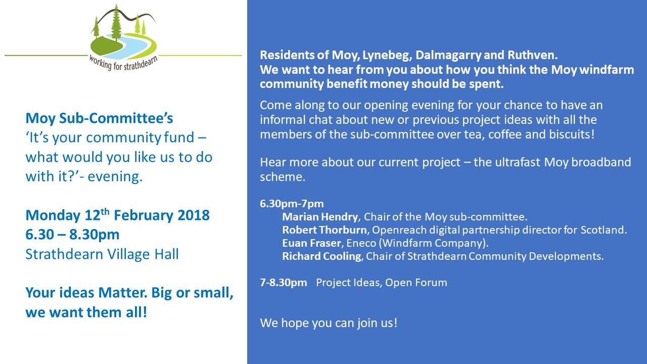 Moy Subcommittee 'It's Your Community Fund, What would you like to do with it? Evening